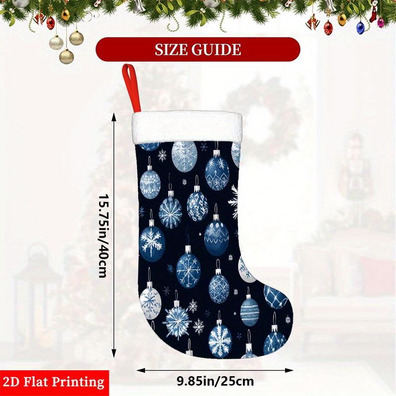 Christmas decoration fireplace hanging stocking2D Flat, 2D Flat Printing Christmas Stocking Socks with Snowfla