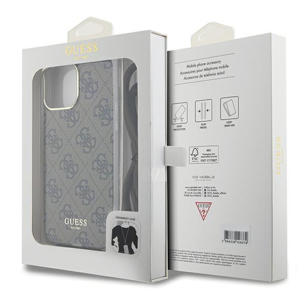 Guess Guhcp15Lhc4Sew Iphone 15 Pro 6.1 Brązowy/Brown Hardcase Crossbody Cord 4G Print