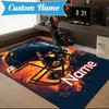 Custom Name Baseball Glove Bat Rug Game Carpet, Floor Mat for Bedroom Living Room Entryway Rug, Home Decor Idea Gift for Christmas birthday