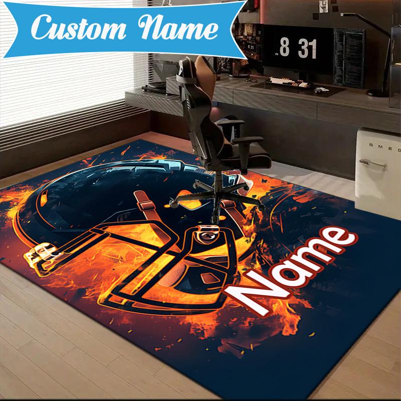 Custom Name Baseball Glove Bat Rug Game Carpet, Floor Mat for Bedroom Living Room Entryway Rug, Home Decor Idea Gift for Christmas birthday