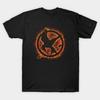 Asian Size Men Black Print T-shirt Burning Mockingjay No-Cut Print Cotton Tshirt