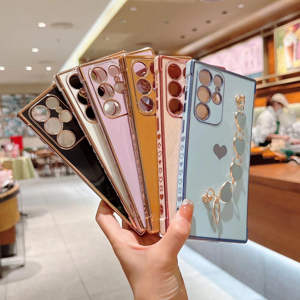 Applicable to Samsung A55 electroplated big wave love bracelet mobile phone case A54 side love anti-drop A36/A56