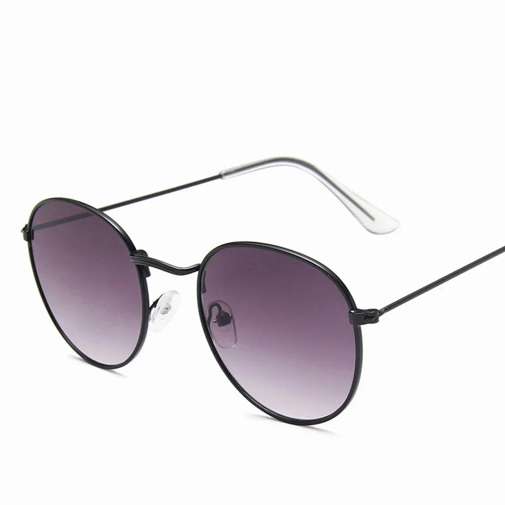 Pink Metal Small Round Sun Glasses Woman Vintage Travel Classic Sun Glasses Female Fashion Retro Lunette De Soleil Femme