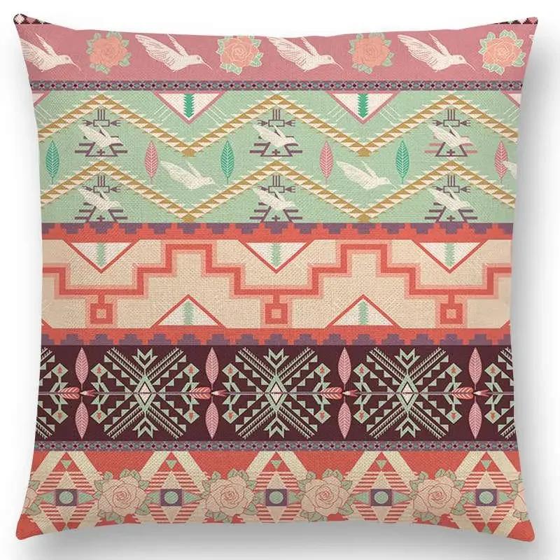 Colorful Seamless Aztec Decorative Prints Sofa Throw Pillow Case Fancy Abstract Geometric Vector Pattern Tribal Cushion Cover