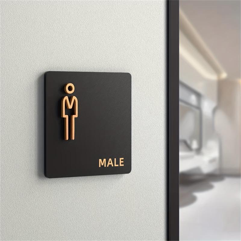 1pc Acrylic Bathroom Sign Adhesive Backed for Door Installation Plastic Surface Mounting Men Women Restroom WC Symbol Bathroom Identification