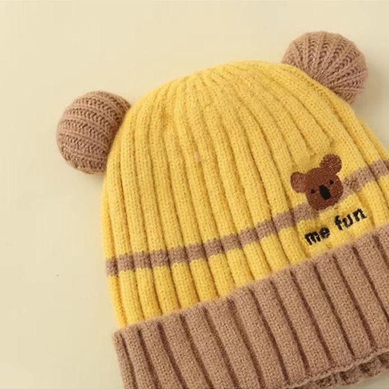 Niedliche bestickte Baby-Wintermütze Wolle gestrickt Säugling Mädchen Junge Mütze Winddicht Warm Kleinkind Kinder Schlupfmütze