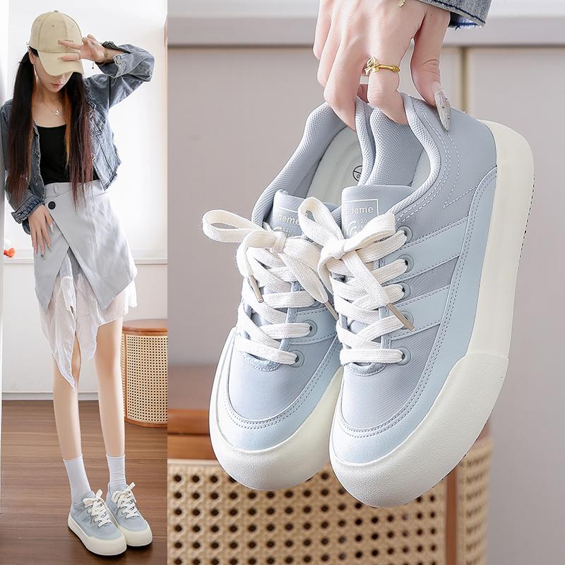 Ladies Shoes Lace-up Women's Vulcanize Shoes Fashion Color Matching Ladies Casual Shoes New Round Head Classic Sneakers