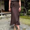 Office Wear Skirt Women Skirt, High Waist Large Hem Midi Irregular Split Slimming for Work Leisure Daily Beach Travel Parties