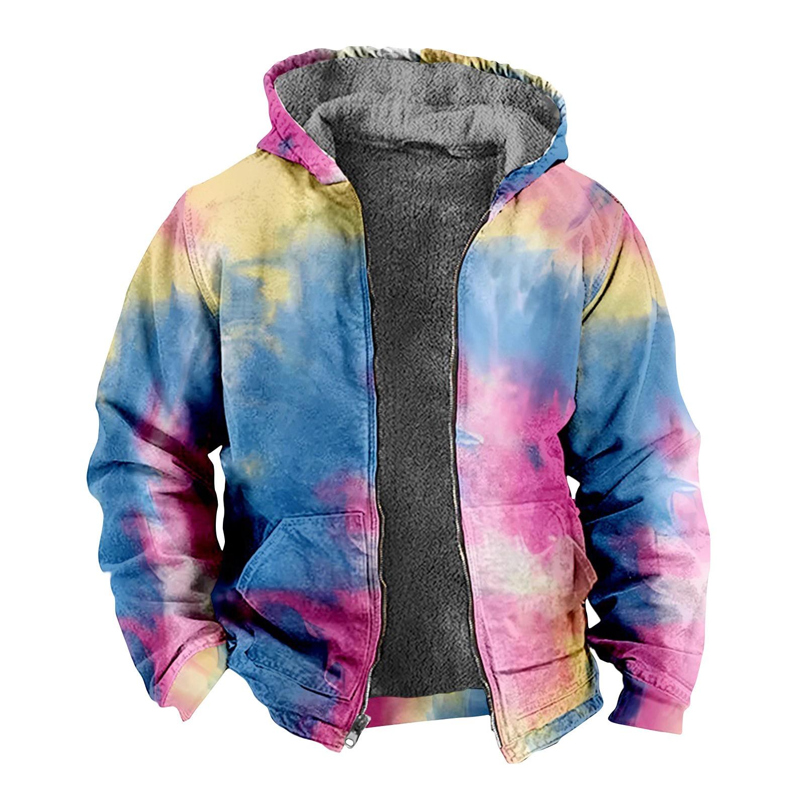 

Чоловіча куртка з принтом Tie-Dye Чоловіча повсякденна куртка з капюшоном на блискавці в тренді навесні та осені XXXXXL жовтий