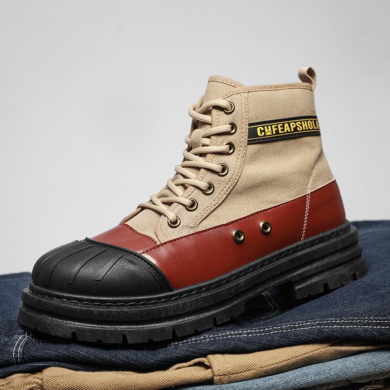 

Ботинки Мартина мужские с увеличением роста, с ракушечным носком, сумка на голове, ретро ботинки-локомотивы, большие желтые ботинки, новая обувь с большой головой 44 хаки