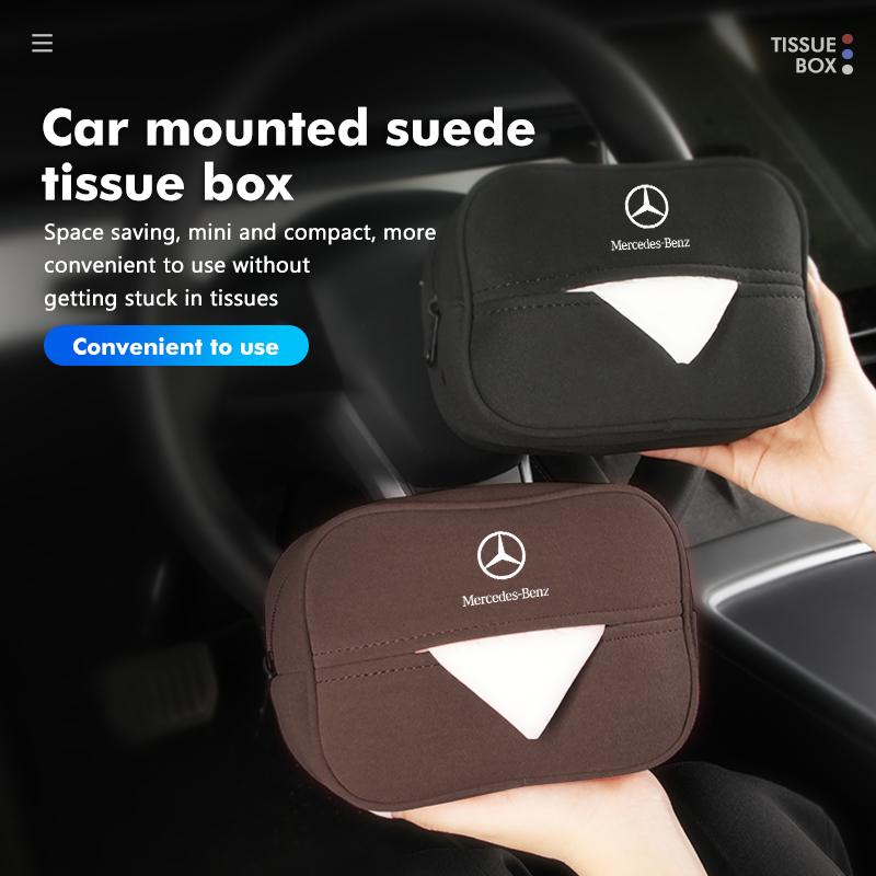 D6Car Mounted Tissue Holder Backseat Tissue Box With Fix Strap For Mercedes Benz C180 C300 W124 W176 W177 C200 C260 GLC CLE CLA