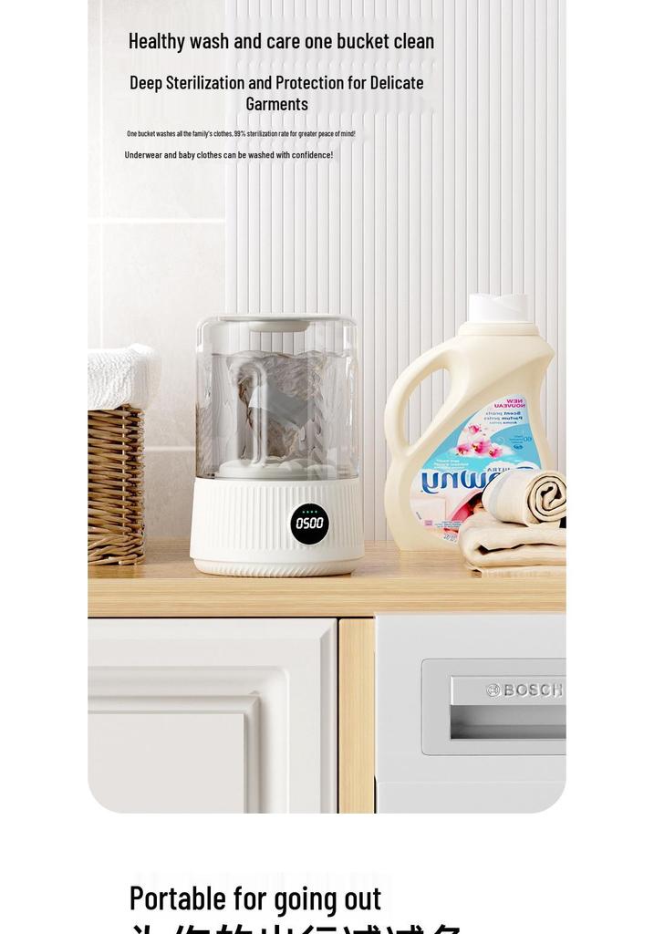 Portable Mini Washing Machine for Underwear and Socks - Compact, Wireless, and Fully Automatic