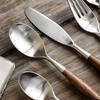 Super Qualité 1/5 Pcs Ensemble de Couverts Occidentaux en Acier Inoxydable 304 Manche en Bois Fourchette de Dîner Couteau Couverts Mat Vaisselle Couverts de Table