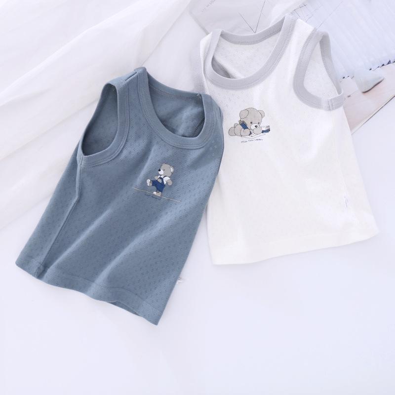 Summer Boys Medium & Large Japanese Style Mesh Cotton Vest - Breathable Class A Top 110 cm