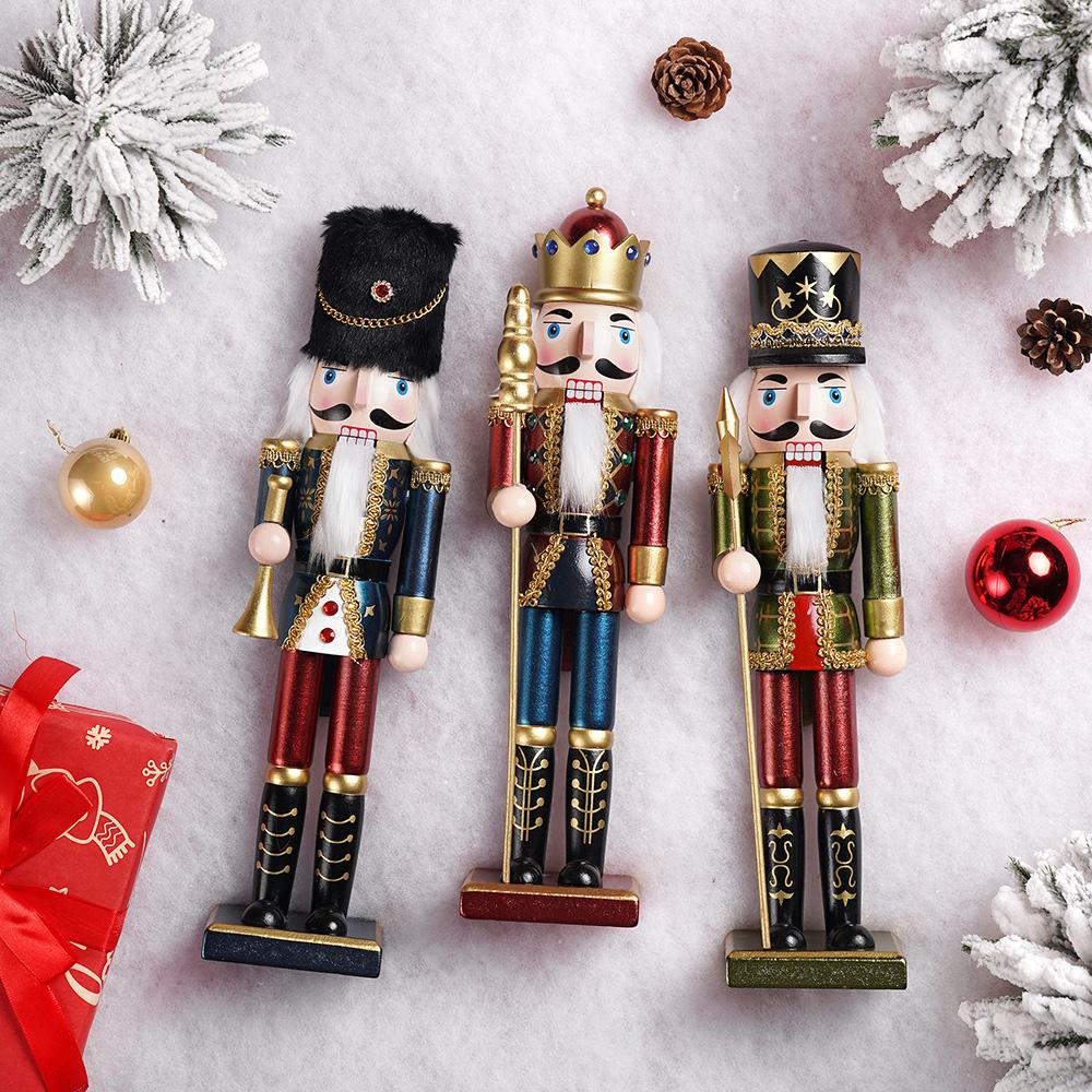 38CM Christmas Nutcracker PearlLight Creative Clothing Soldier Puppet Handcrafted Decoration Christmas New Year Decoration Gift