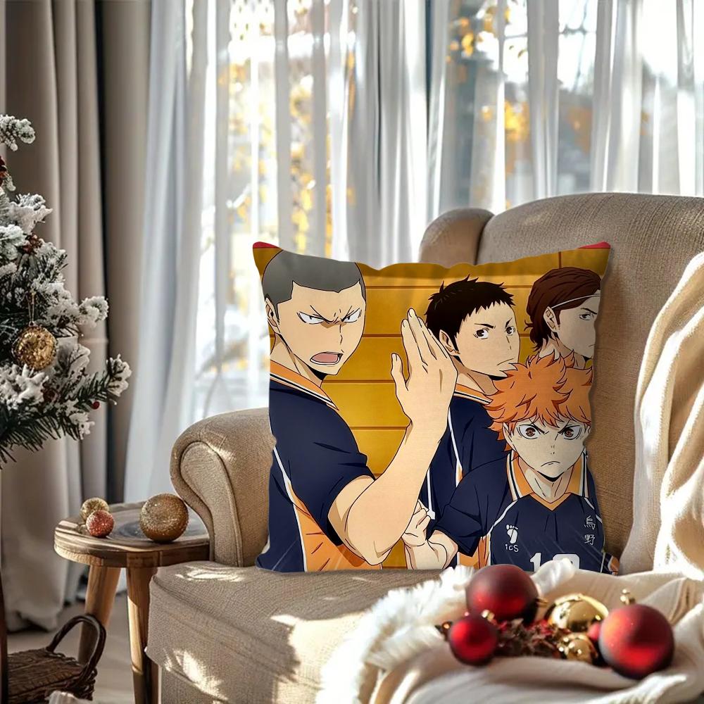 Haikyuue Hot Blooded Anime Pillow Case Square Pillow Bedroom Sofa Leisure Comfort Cushion Car Living Room Home Decoration 40X40