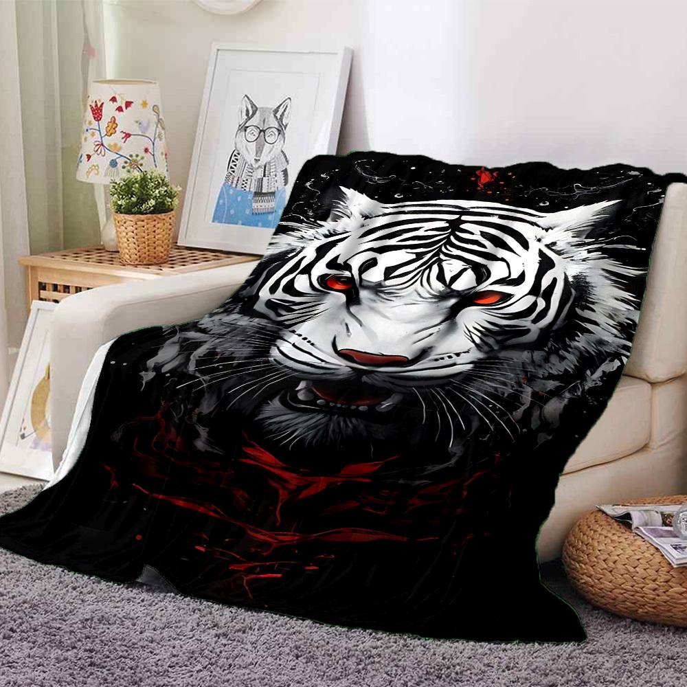 

1pc Tiger Red Soft Warm Throw Blanket Nap Blanket For Couch Sofa Office Bed Camping Travel,Comfortable 80cmx120cm