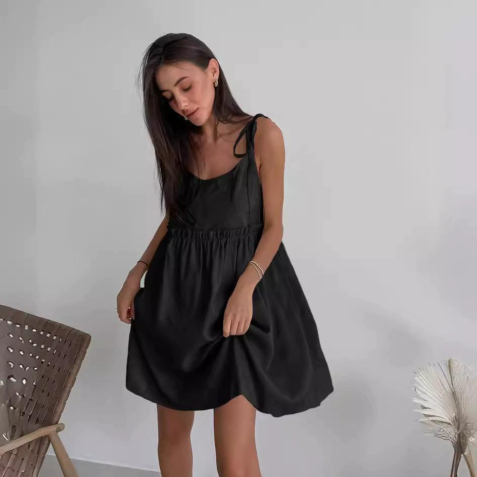 2025 Vintage Style Cotton-Linen A-Line Sundress - Loose Fit, Spring/Summer Fashion, European & American Influence