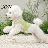 Spring Dog Clothing Sleeveless Tweed Dress, Ruffled Pet Dress with Lace Breathable Mesh Apparel Trim, Cute Summer Harness for Small Dogs Stylish