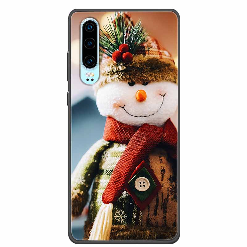 Christmas Phone Cases For Huawei P30 Pro P30 lite Case Black Silicone TPU Soft Cover For Huawei P30 Pro Santa Claus Bumper Funda