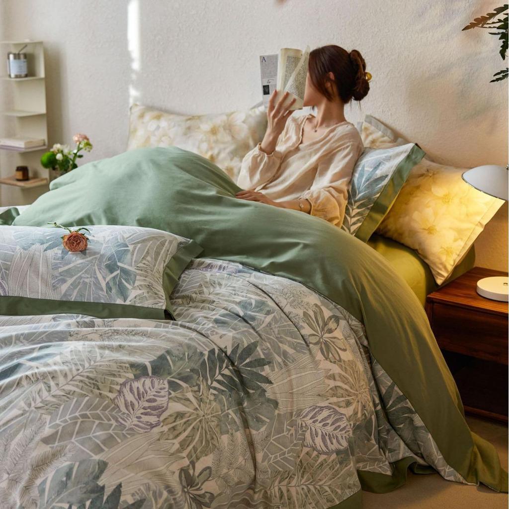 American Retro All-Cotton Flannel 4-Piece Bedding Set - Soft, Warm & Skin-Friendly for Autumn/Winter