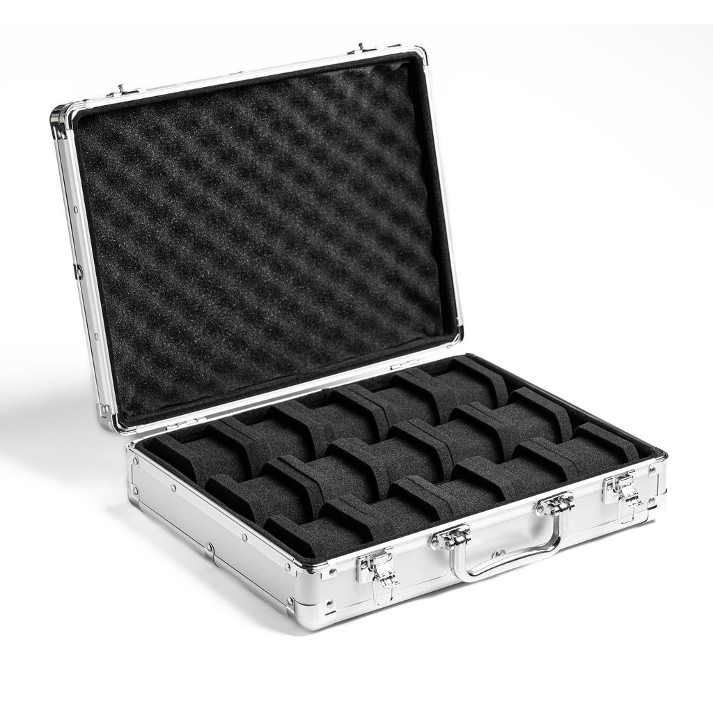 AUKURA 15 Slot Watch Organizer Silver Aluminum Watch Storage Hard Watch Travel Padded Case for Watch Display and Case, Box, Box, Organization.
