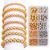 1Box 3/4/6/8/10mm Gold Metal Plated CCB Round Seed Spacer Loose Beads For Jewelry Making DIY Accessories