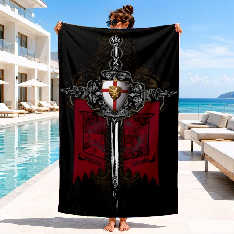 Knightly Valor And Patriotism Beach Towel, Microfiber Beach Towel, Perfect For Pool, Beach, Travel, Home Decor Beach Party Fan gifts
