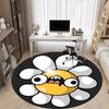 1PC Daisy Flower Office Round Rug, Non slip, Soft and Durable Office Rug for Interior Decoration, Perfect for Office