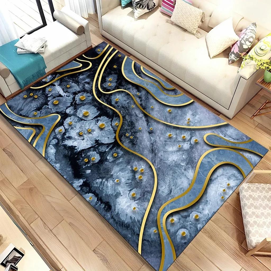 Colour Gold Nordic Marble Splendid Area Rug Large Carpet Marbling Rugs for Home Living Room Bedroom Decor Door Mat Floor Mats