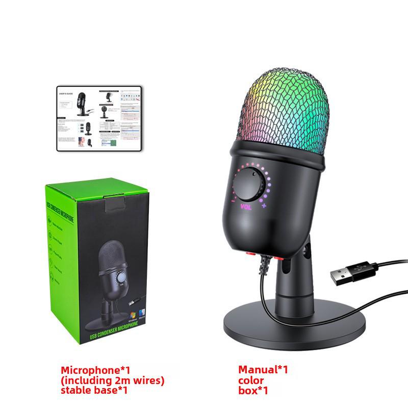 V5 RGB USB Condenser Microphone - Noise Reduction for PC, Mobile, Live Karaoke, and Gaming.