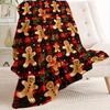 [Cheerful Red Plaid Throw Blanket] Ultra-Soft 1PC Gingerbread Man Throw Blanket - Lightweight Flannel Cheerful Red