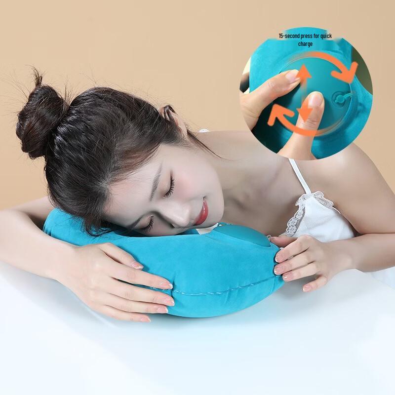 Press-Inflate U-shaped Travel Neck Pillow