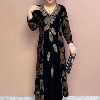 Frühlings- und Herbstmütter High-End Mode Dünnes Temperament Übergröße Lockeres Kleid