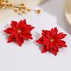 Fashion and Fresh Candy Color Spray Paint Stud Earrings Temperament Versatile Vacation Style Three-layer Flower Earrings Gold Stamen Earrings
