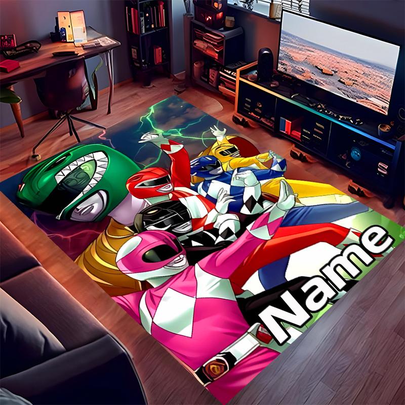 Custom Personalization Mighty Morphin Power Rangers Print Area Rug - Soft, Washable Non-Slip Indoor Mat,Living Room,Home&Office Decorative Rug