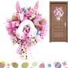 New Easter Bunny Wreath Colorful Door Wall Ornaments Happy Rabbit Home Party Creative Garland Festival Decoration Props