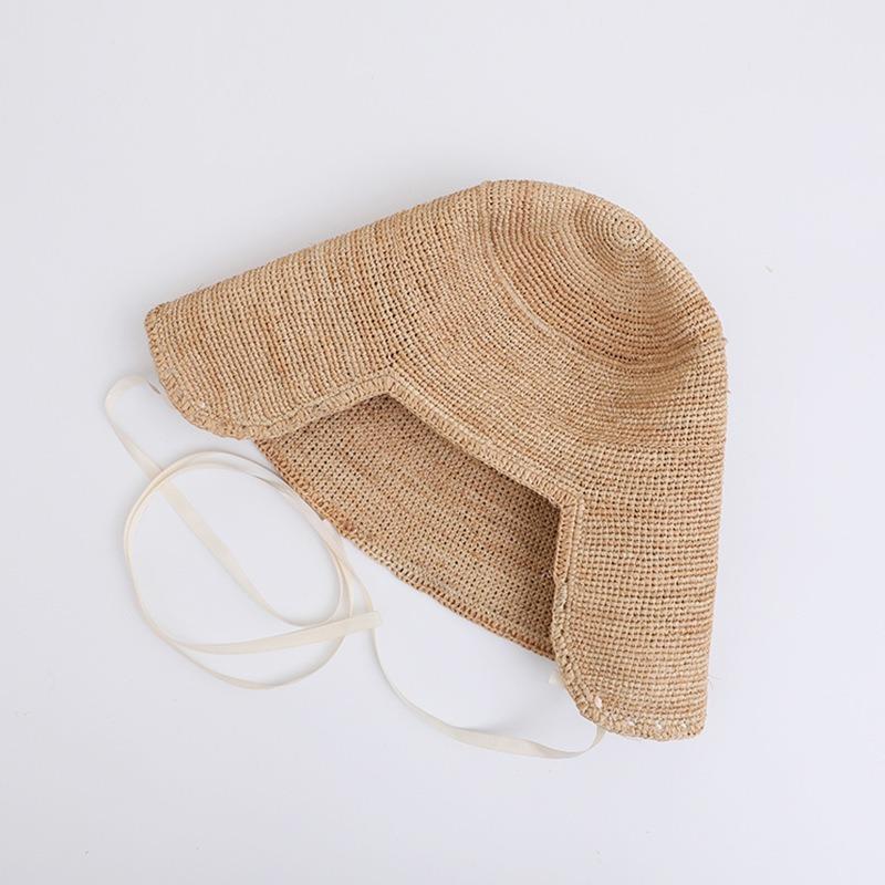 Summer Big Size Raffia Sun Hats Women'S Beach Foldable Wide Brim Straw Hat Japanese Retro Loli Hat Sun Protection Fisherman Hat