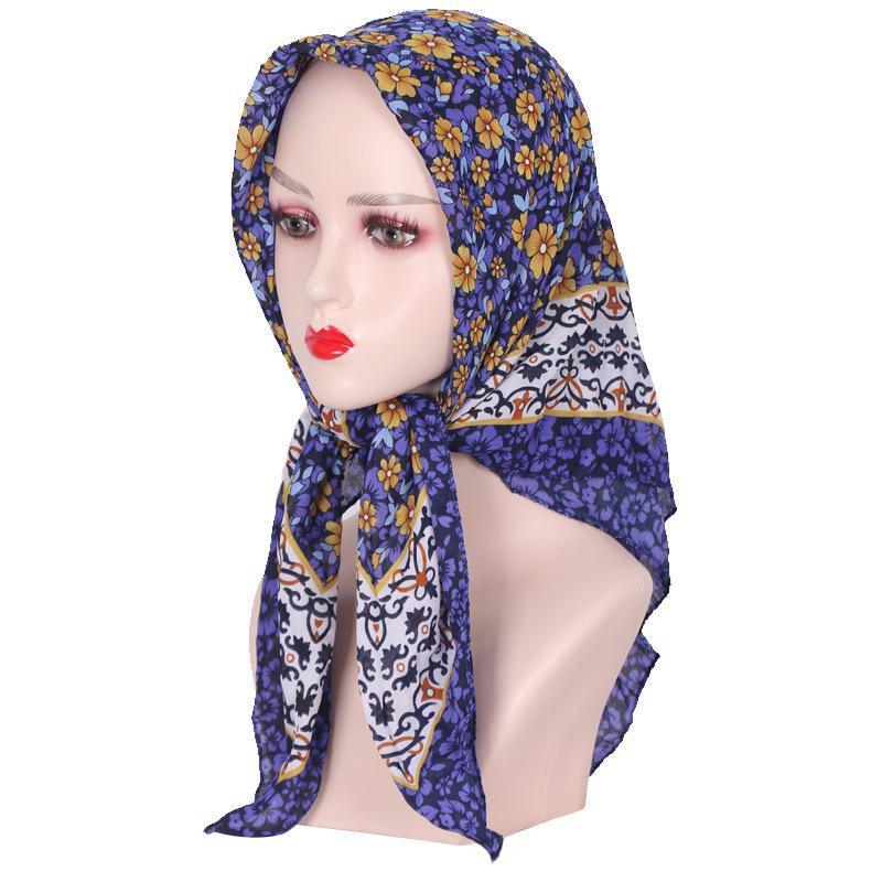 85*85Cm Hijabs For Woman Scarf Muslim Headscarf Printed Square Scarves Thin Luxurious Retro Handkerchief Babushka New