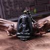 Vintage Retro Buddha Black God Rhinestone Obsidian Pendant Necklace Chain Unisex Men Women Fashion Gothic Amulet Talisman Jewelry Party Gift