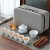White Porcelain Tea Art Teaching Tea Set Travel Portable Bag Ceramic Kung Fu Tea Set Tea Artist Training Examination