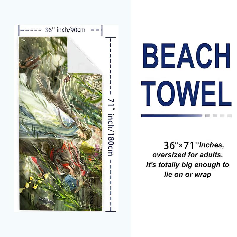 WangXian Print Beach Towel, Large Soft Quick Dry Towel for Beach Camping Swimming