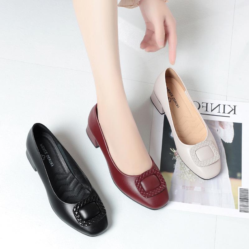 Spring Leather Shoes for Women, Soft Leather and Soft Soles, Ladies' Single Shoes, Work Shoes, Fashionable and Lightweight Leather Shoes