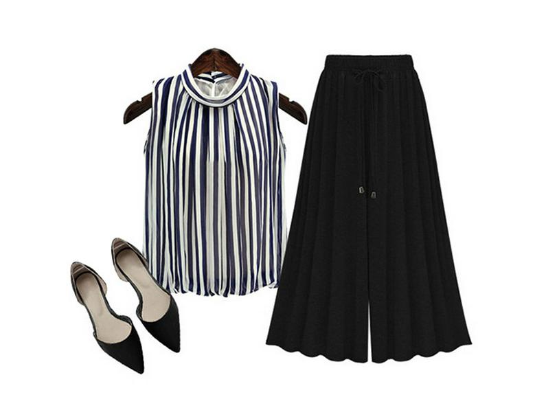Plus Size Women's Cropped High-Waisted Wide-Leg Pants - European & American Style, Slimming & Loose Fit