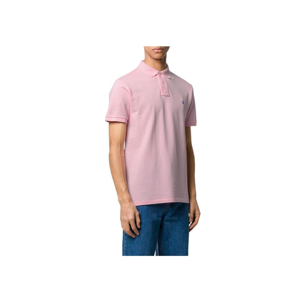 Polo Ralph Lauren Solid Color Pony Embroidered Slim Fit Short Sleeve Polo Shirt Men tops Pink 710835855-004