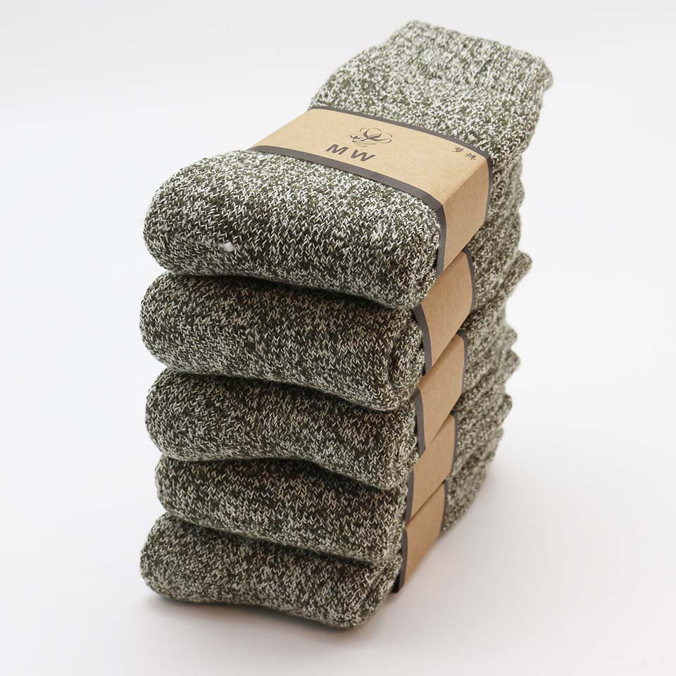 5 Pair Winter Men's Merino Wool Socks Super Thick Warm High Quality Harajuku Retro Snow Casual Antifreeze Cashmere Socks Men