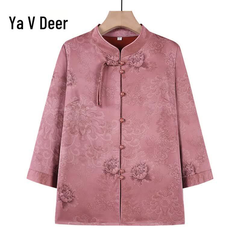 

Yalu Women s Mandarin Collar Seven-Sleeve Shirt 4XL