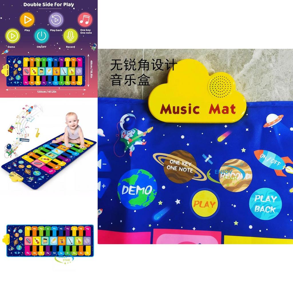 Tapete Vibrante de Piano Dupla Face para Bebês Para Educação Infantil Desenvolvimento Sensorial