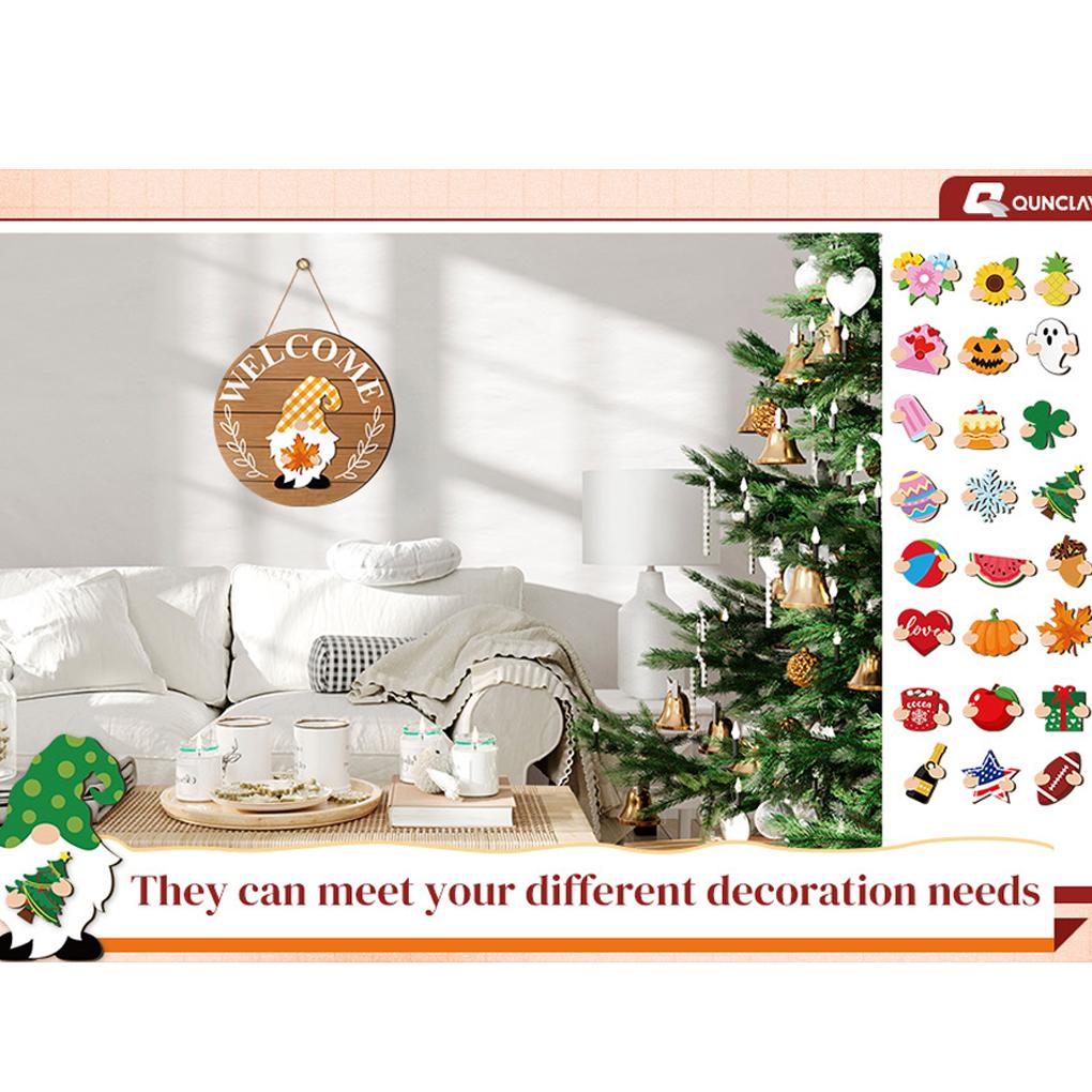 Interchangeable Winter Gnome Welcome Sign Exquisite Wood Decor For Front Door And Porch Christmas Gnomes Decorations