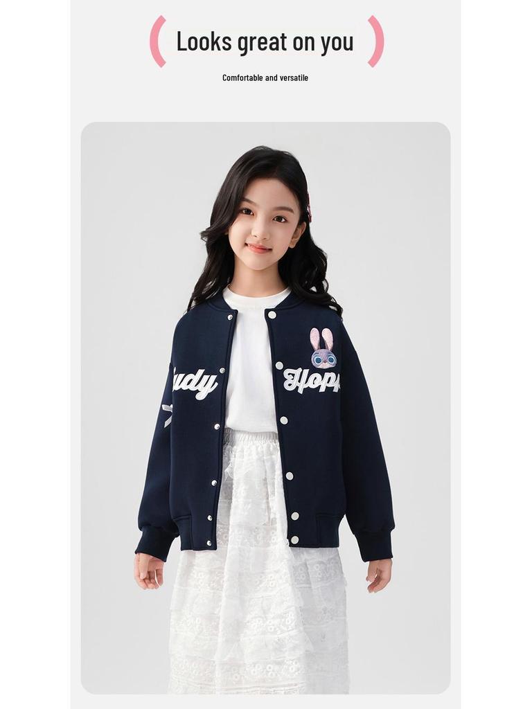 Officer Judy Hopps Baseballjacke für Mädchen - Cartoon-Schleife Herbst-Oberbekleidung